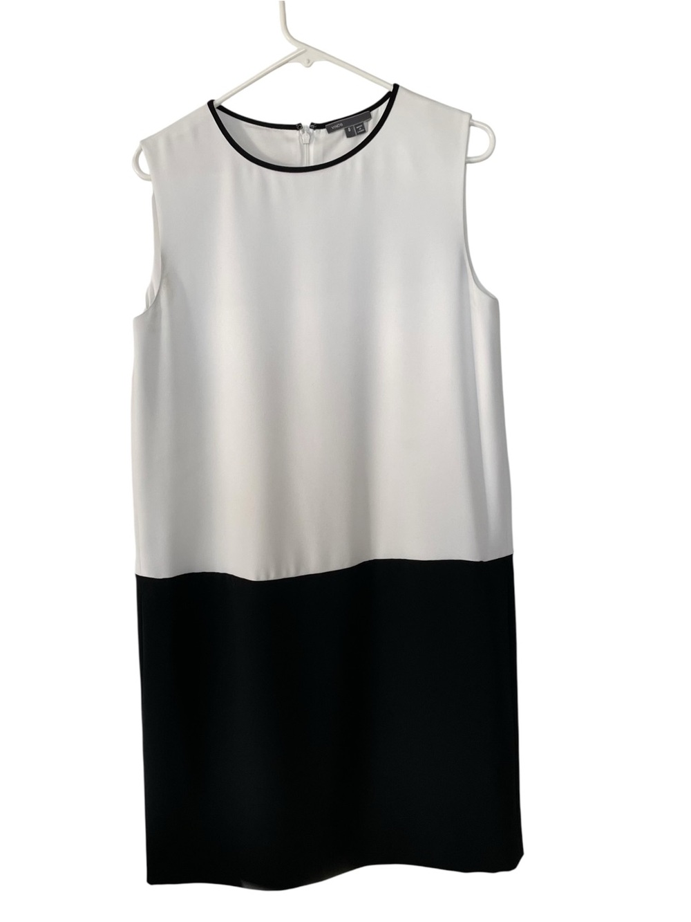 Vince Colorblock Sleeveless Shift Dress 8 White Black Office Minimalist Classic